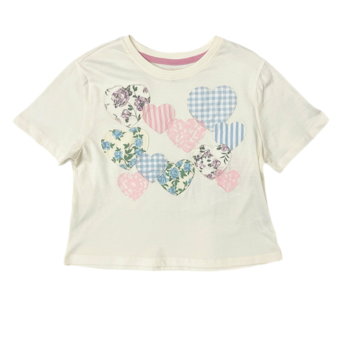 Paper Flower Hearts Applique Top