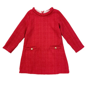 Lulu Bebe Audrey Tweed Braided L/S Dress-Red