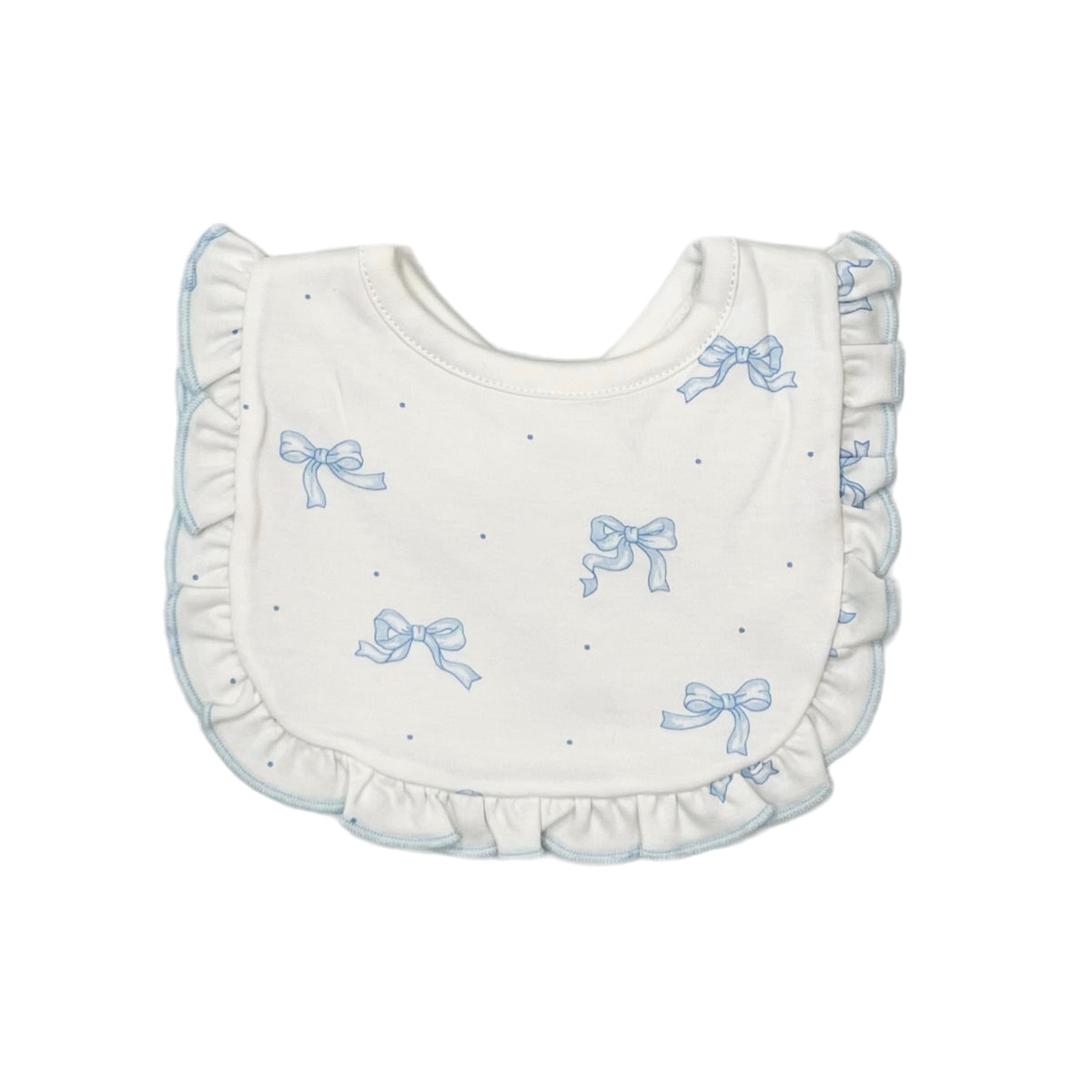 BCC Pretty Bows Blue Printed Bib w/ Ruffle