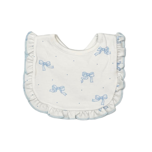 BCC Pretty Bows Blue Printed Bib w/ Ruffle