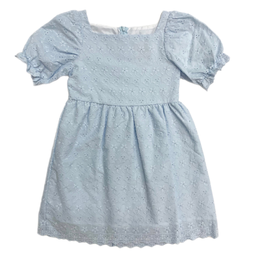 Funtasia Puff Sleeve Light Blue Eyelet Dress