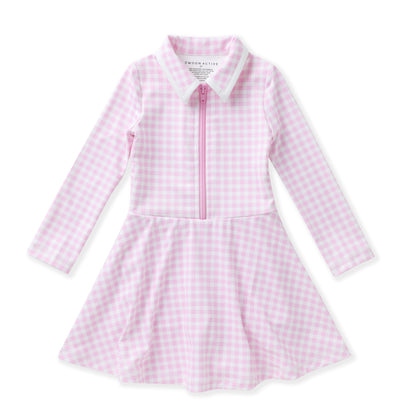 Swoon Baby Pink Gingham L/S Tennis Dress