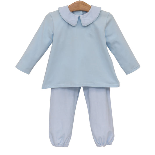 Trotter Street Archie Bloomer Pant Set-Lt. Blue Micro