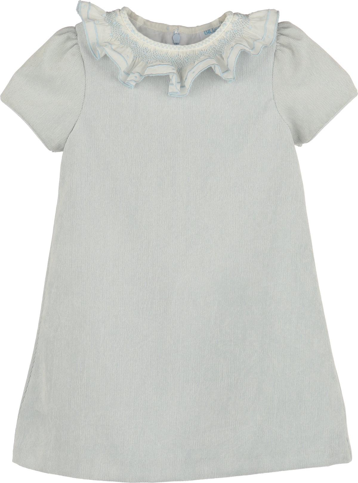 Luli & Me Sweet Corduroy A Line Dress w/ Ruffle Collar-Blue