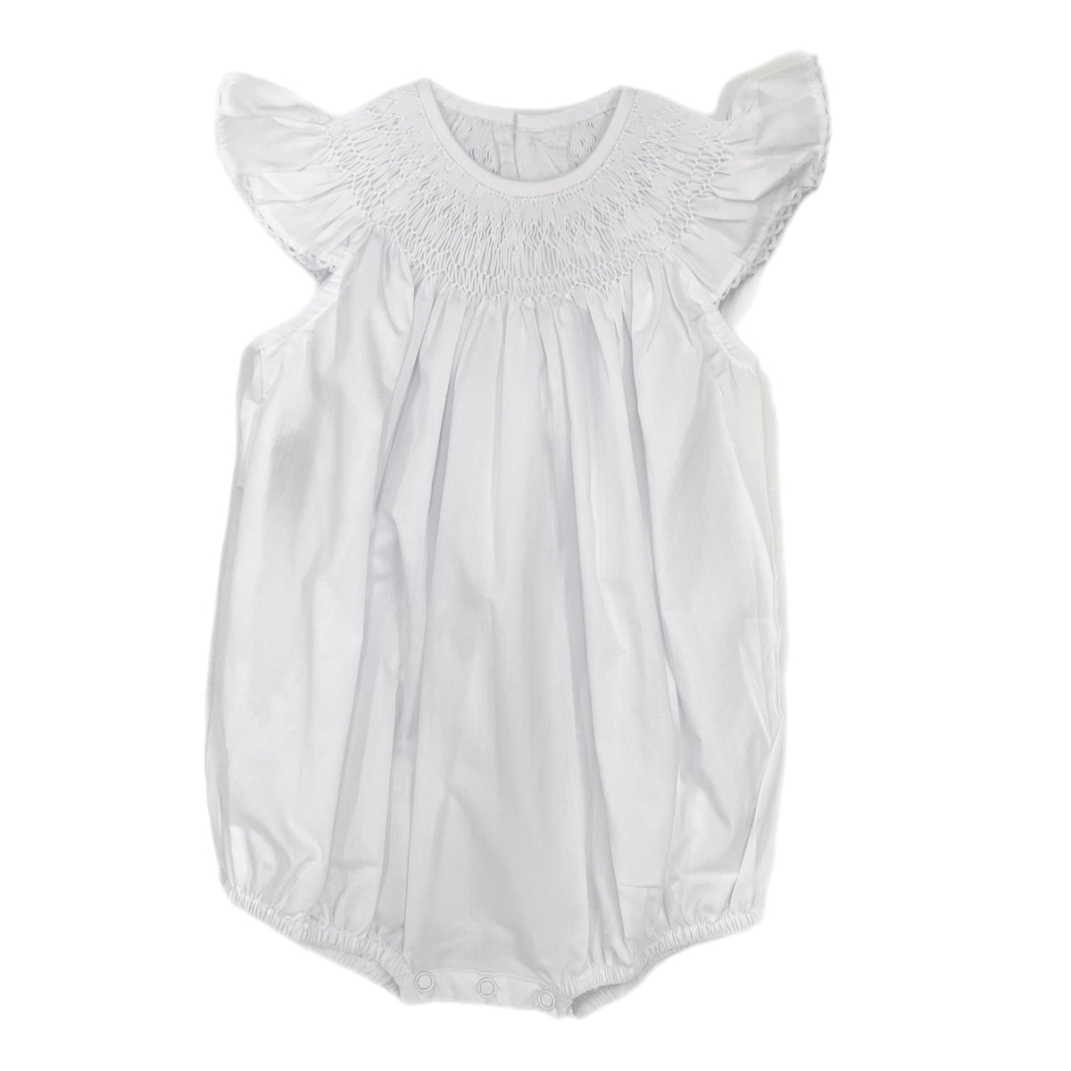 Baby Sen White Smocked Angel Sleeve Bubble
