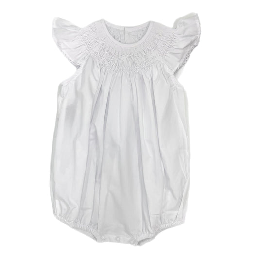 Baby Sen White Smocked Angel Sleeve Bubble