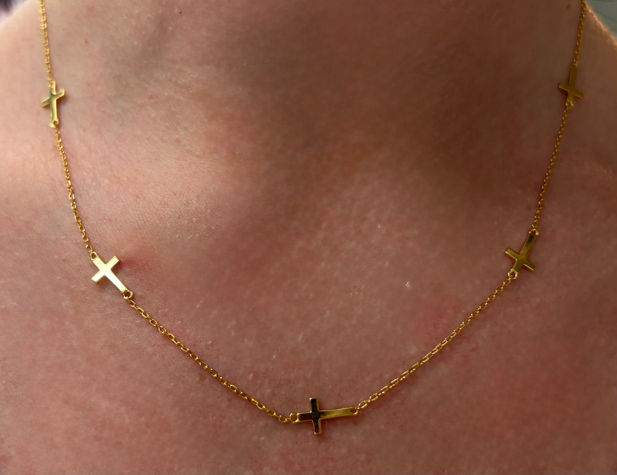 Multi-Cross Gold Necklace