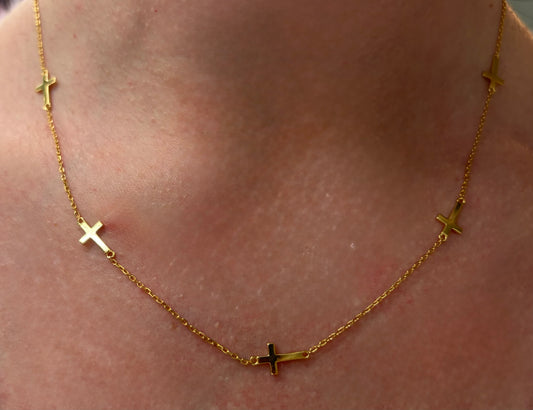 Multi-Cross Gold Necklace