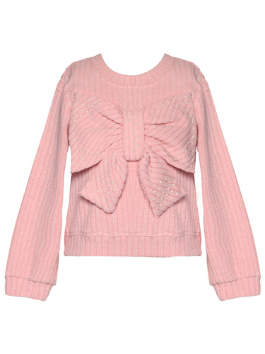 Hannah Banana L/S Bow Top w/ Pearl-PInk