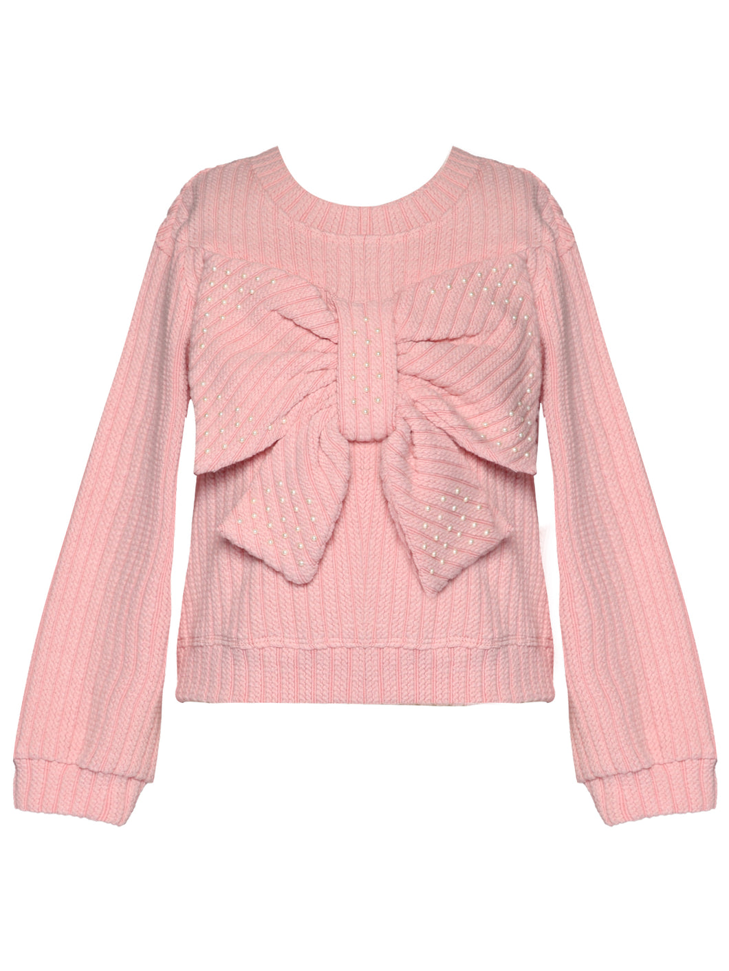 Hannah Banana L/S Bow Top w/ Pearl-PInk