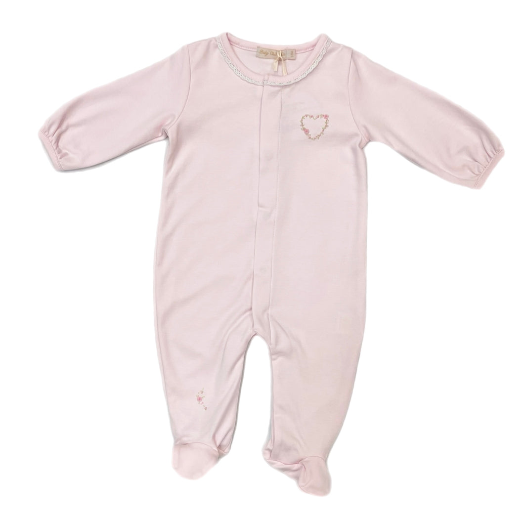 BCC Heart w/ Roses Footie w/ Lace Trim
