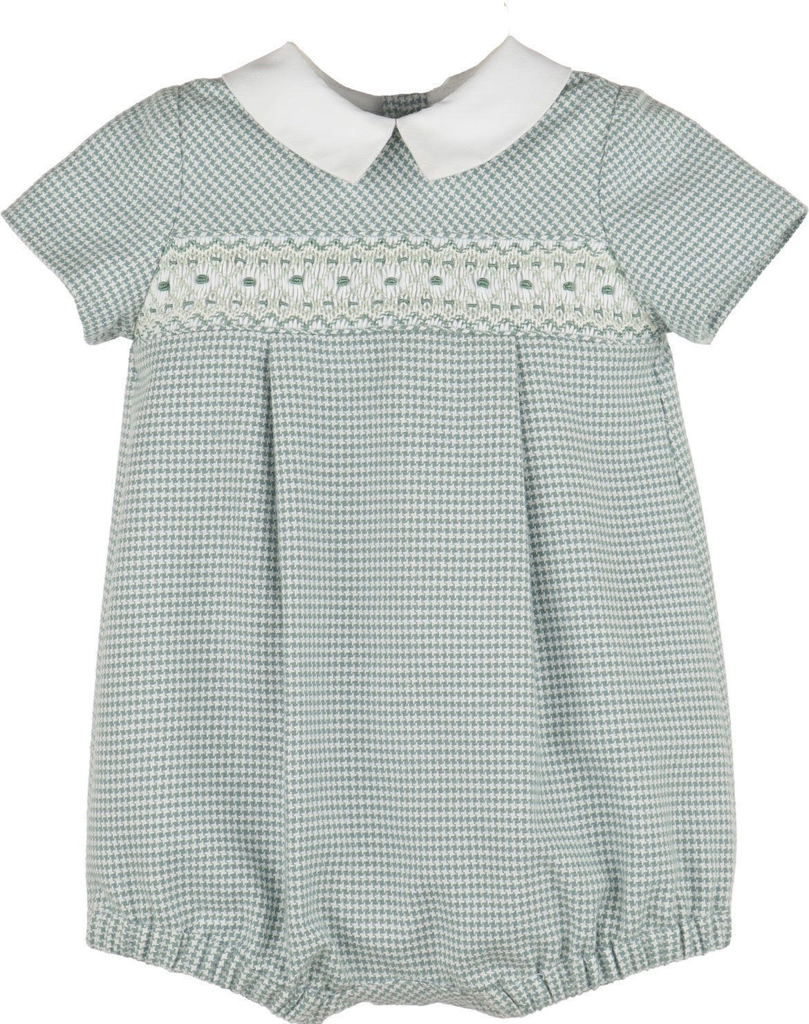 Luli & Me Checks Smocked Boy Bubble-Green
