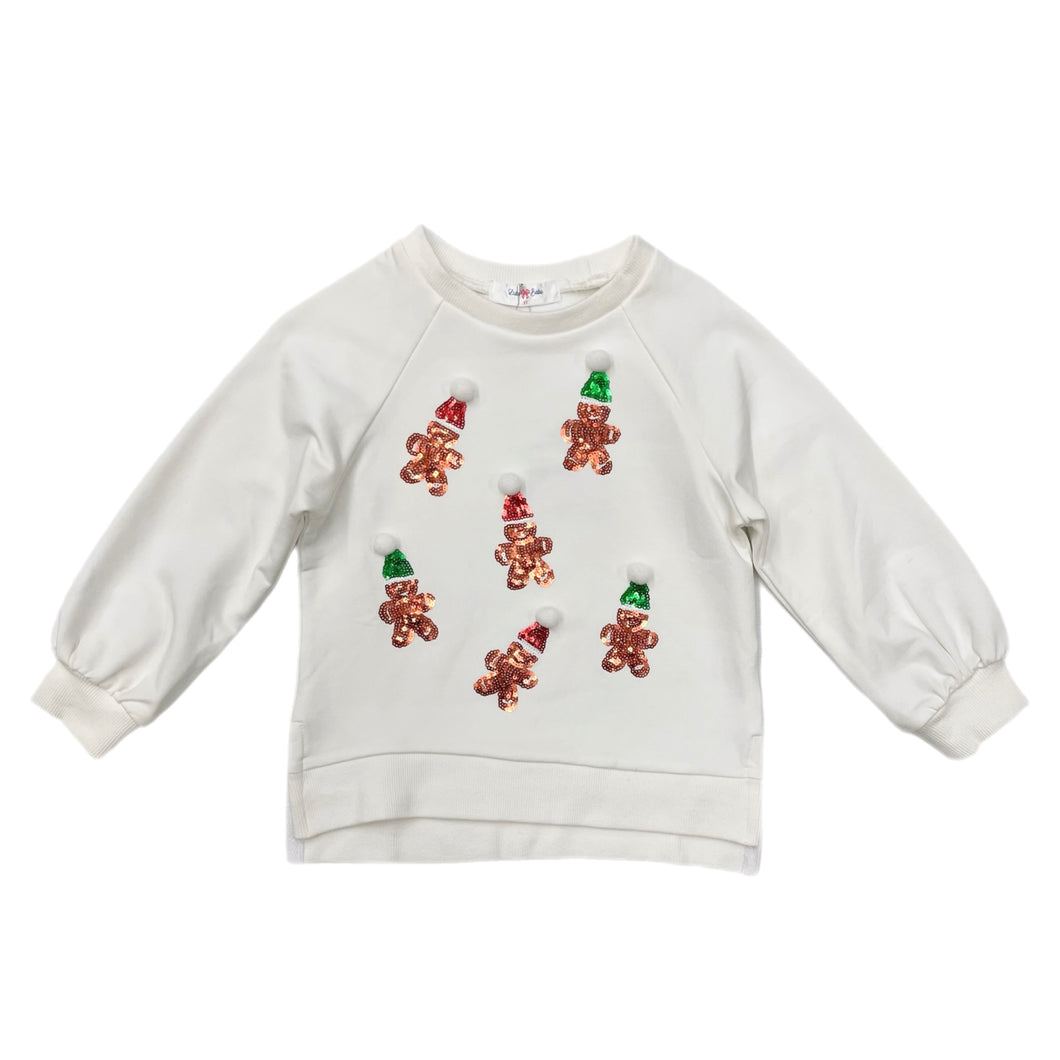Lulu Bebe Gingerbread Sequin L/S Top-White