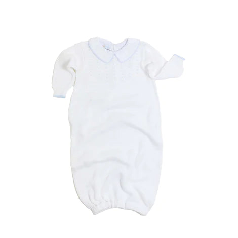 Cuclie Classic Cable Gown-White w/ Blue
