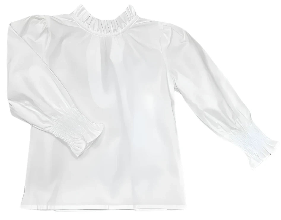 Lulu Bebe Lyn L/S Ruffle Collar Tie Back Shirt-White