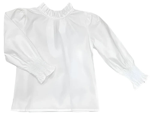 Lulu Bebe Lyn L/S Ruffle Collar Tie Back Shirt-White