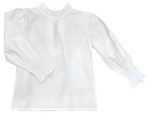 Lulu Bebe Lyn L/S Ruffle Collar Tie Back Shirt-White