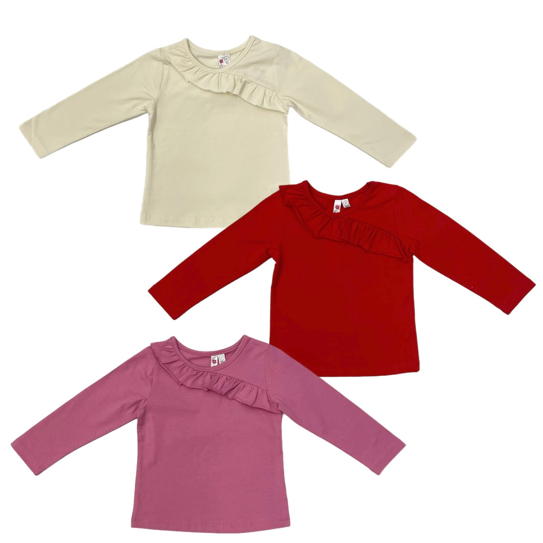 CR Kids Cotton Ruffle Neck L/S Shirt