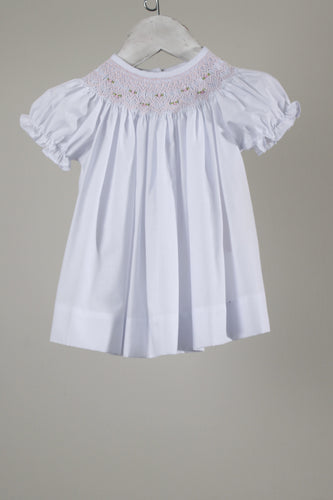 Baby Blessings Smocked Bishop Dress w/ Bonnet-White