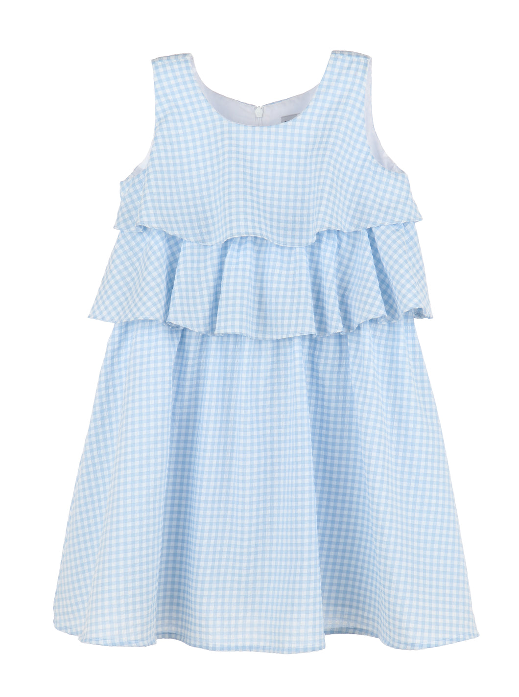 Maria Casero Blue Seer Check Ruffle Dress