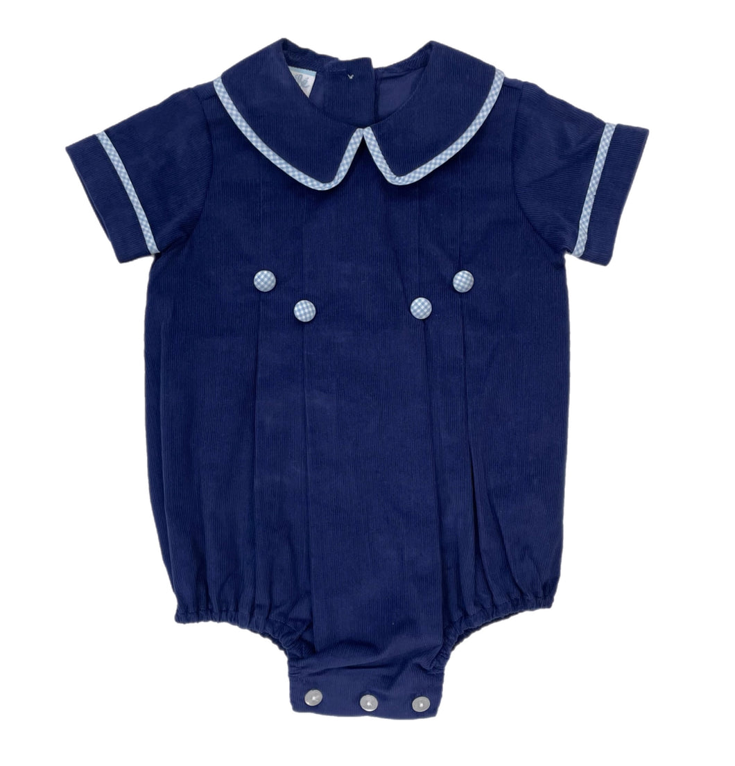 Petit Bebe Navy Corduroy Boy's Bubble