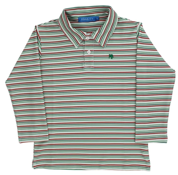 Bailey Boys L/S Striped Performance Polo, Holly