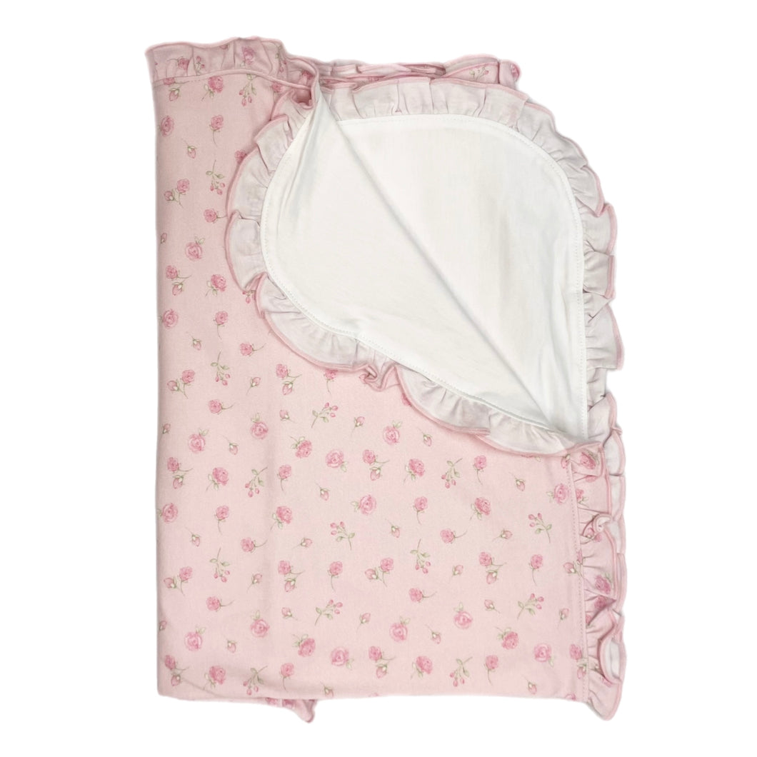 BCC Rosebuds Printed Blanket w/ Ruffle