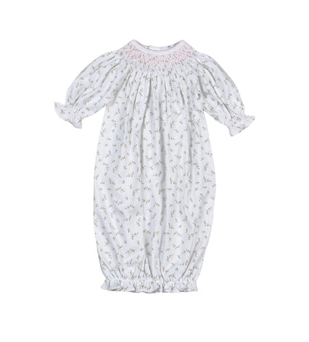 Baby Loren Bella Pink Floral Smocked Bishop Gown