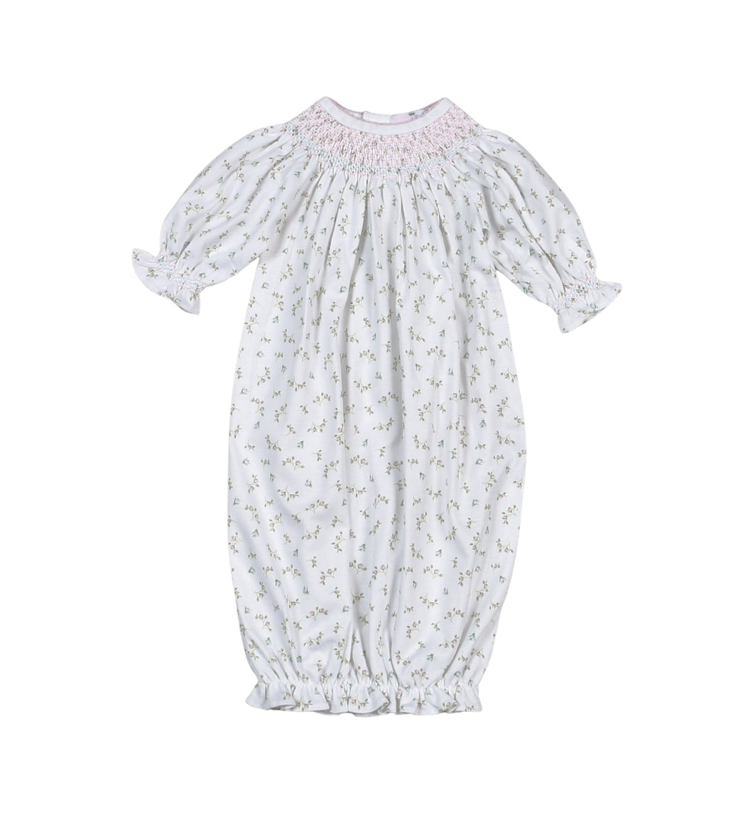 Baby Loren Bella Pink Floral Smocked Bishop Gown