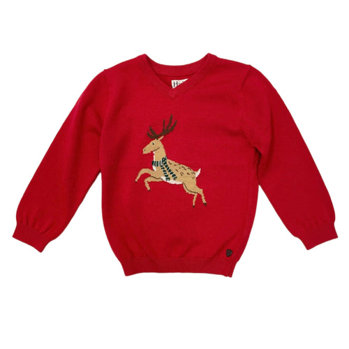 Hatley Deer V Neck Sweater-Red
