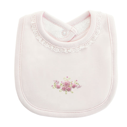 BCC Blossom Moon Bib w/ Lace Trim-Pink