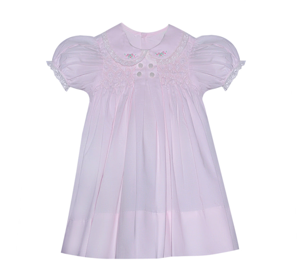 RN Pink Peyton Dress-Buttons and Smocking