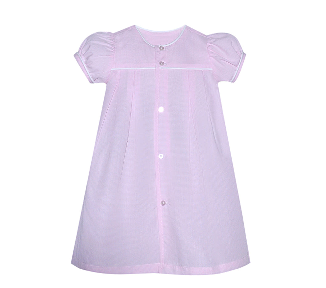 Baby Sen Pink Microcheck Simple Daygown