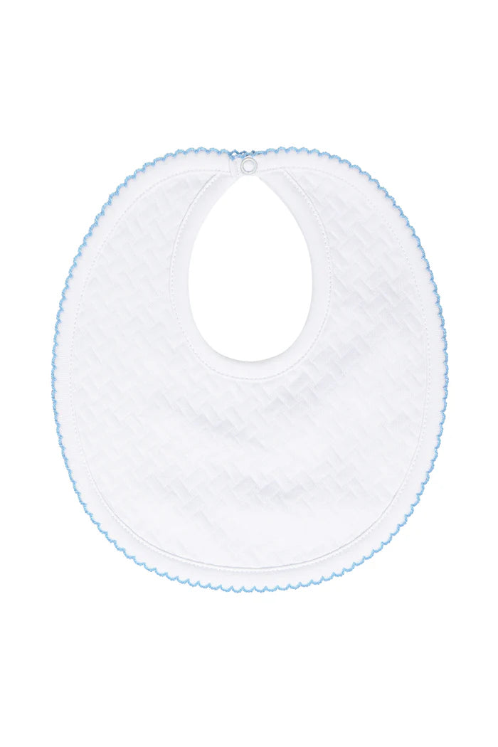Nella Pima Basket Weave Bib-Blue Trim