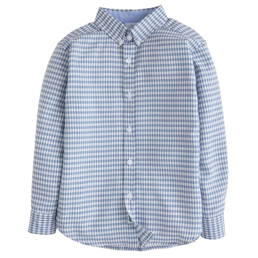 LE Button Down Shirt-Gray Blue Gingham