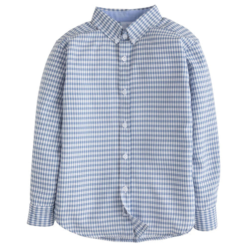 LE Button Down Shirt-Gray Blue Gingham
