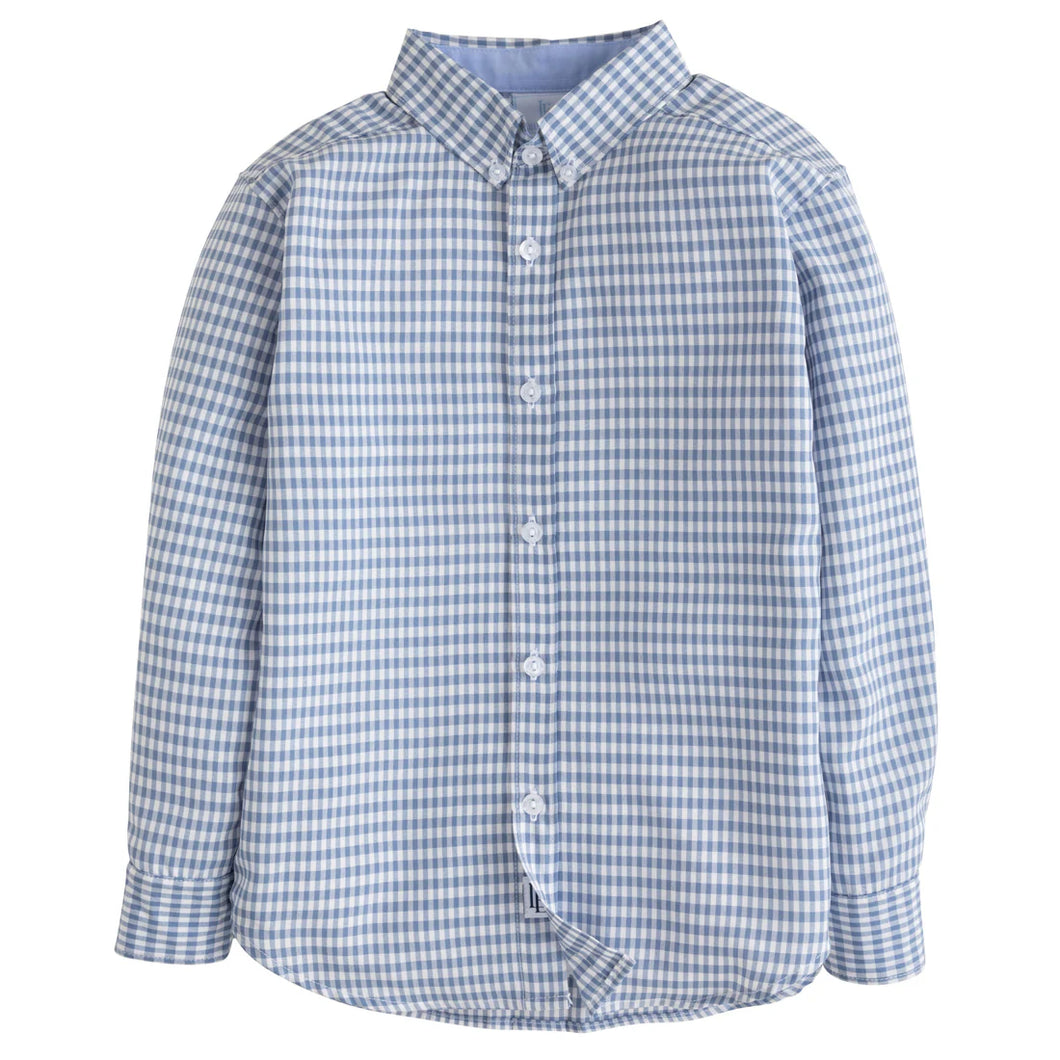 LE Button Down Shirt-Gray Blue Gingham