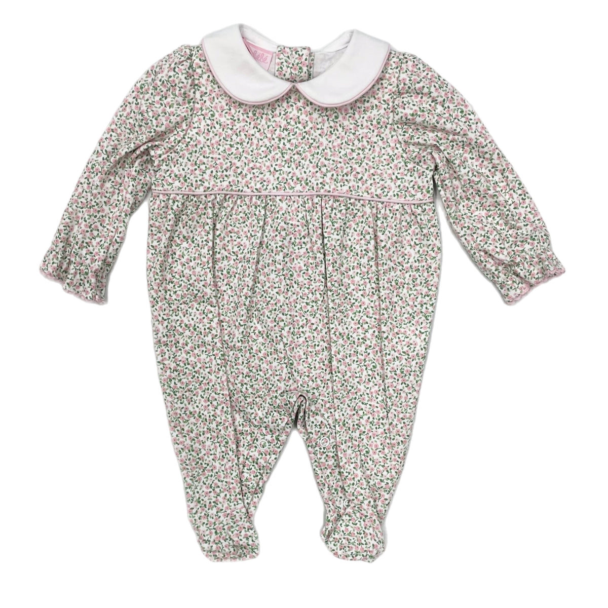 Petit Bebe Pink Knit Liberty Floral Footie