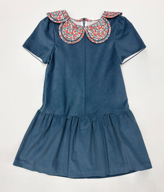Maria Casero Vintage Blue Floral Scallop Dress
