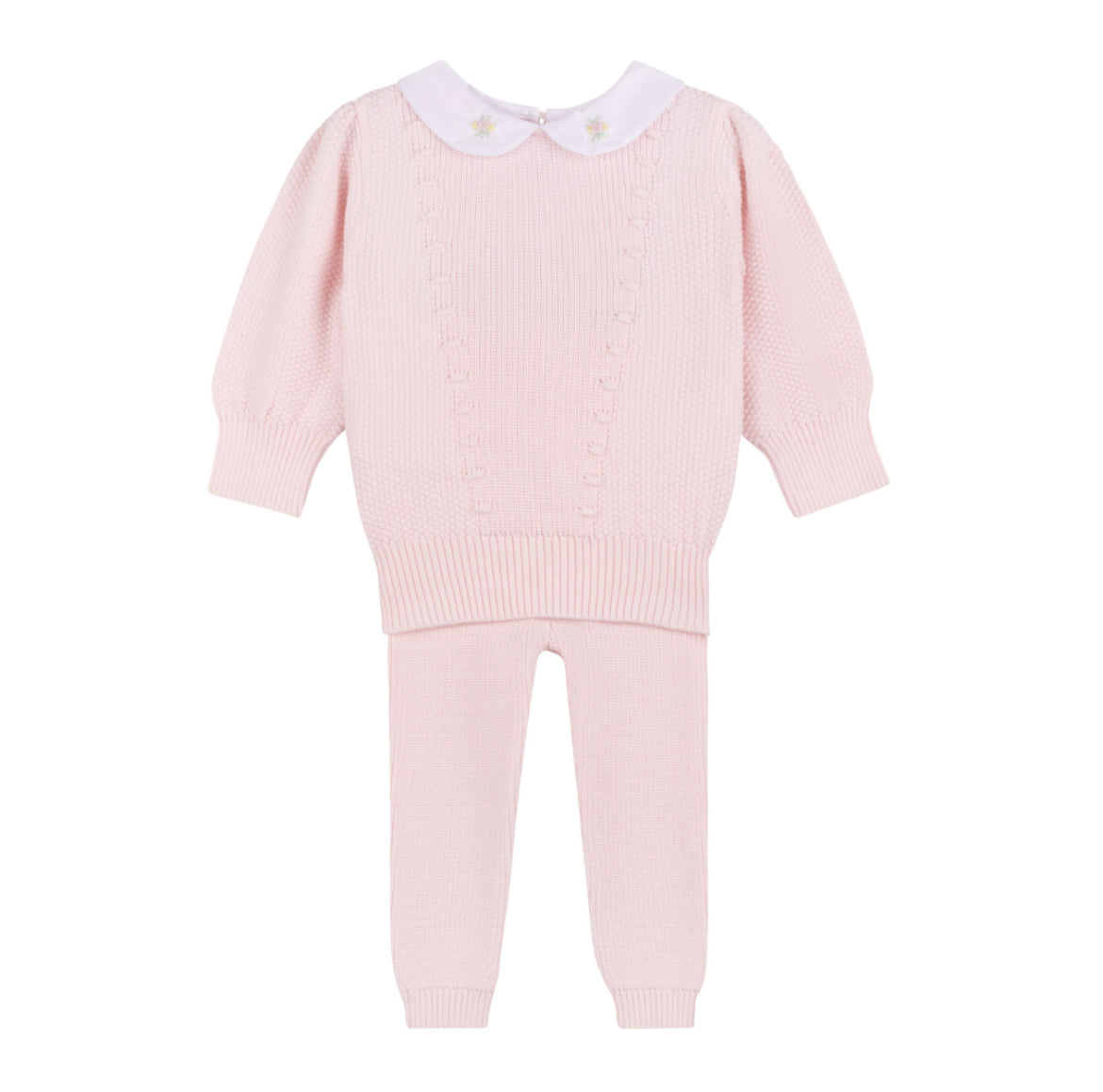 Feltman Girls Detailed Collar Knit Set-Pink