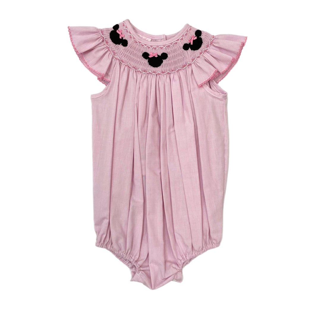 Petit Bebe Minnie Pink Microcheck Bishop Bubble
