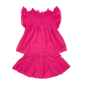 Lulu Bebe Hot Pink Tiered Skirt Set