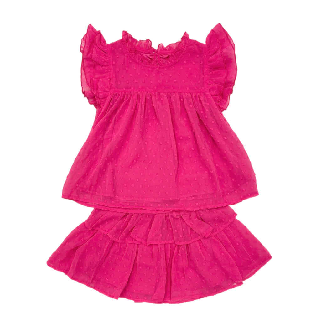 Lulu Bebe Hot Pink Tiered Skirt Set