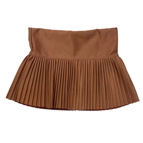 Cheryl Kids Brown Suede Pleated Skort