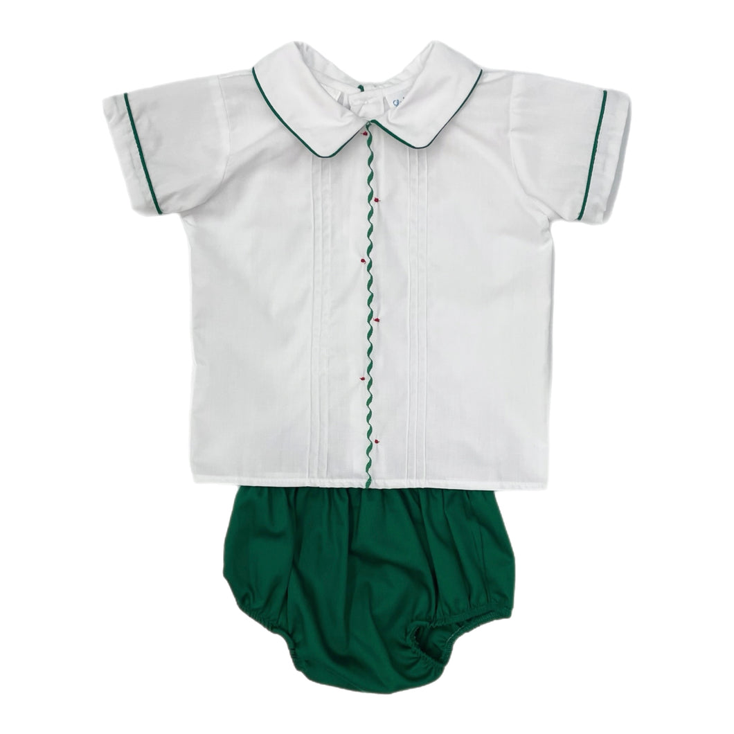 Lulu Bebe Champ Embroidered Bloomer Set-White