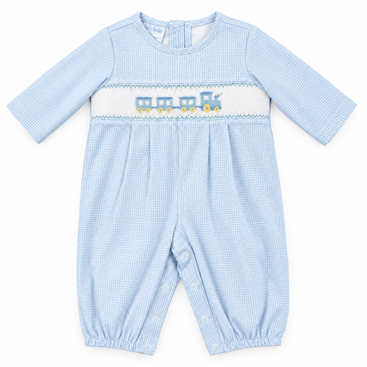 Petit Bebe Train Check Knit L/S Longall