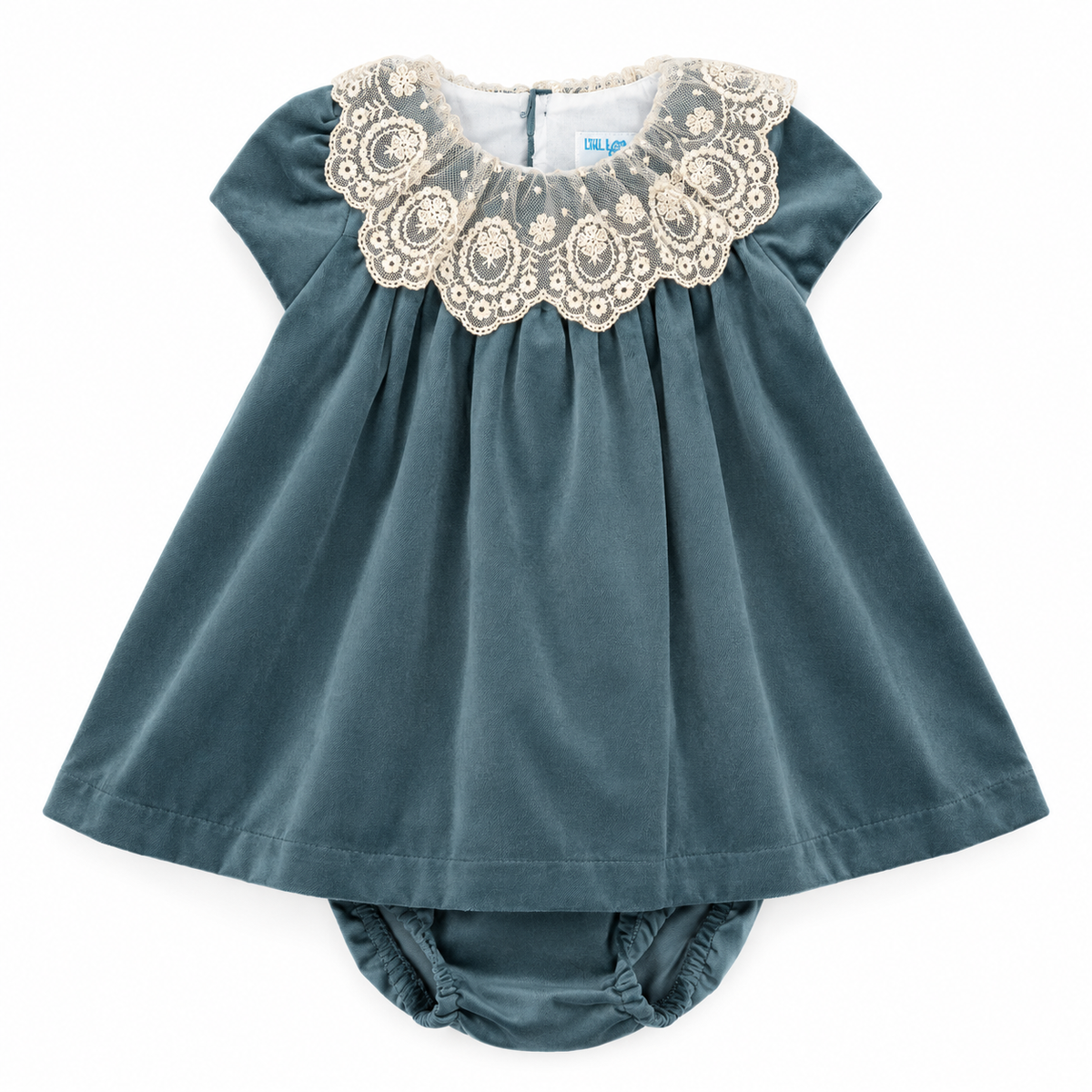 Luli & Me Deluxe Velvet Float Dress w/ Lace Collar