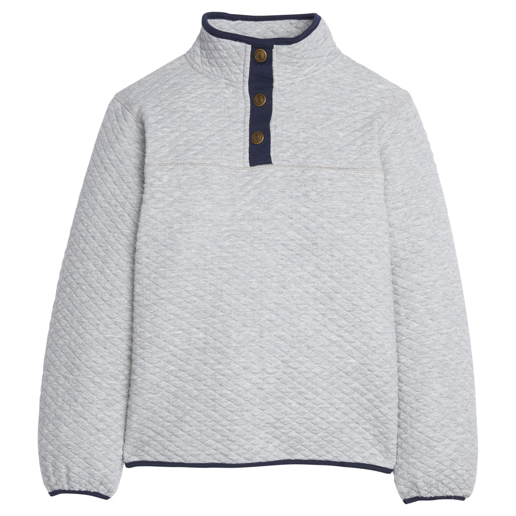 LE Classic Quilted Pullover-Grey/Navy