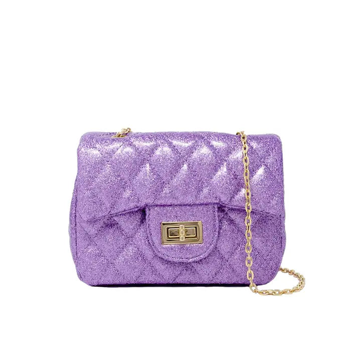 Classic Quilted Sparkle Mini Bag-Purple