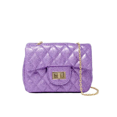Classic Quilted Sparkle Mini Bag-Purple